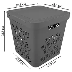 Ящик DeLUXE 28.6x28.6x28.6 см 18 л пластик с крышкой цвет серый Без бренда