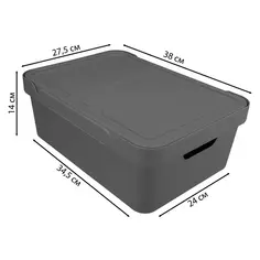 Ящик с крышкой Luxe 38x27.6x14 см 12 л полипропилен цвет серый Бытпласт