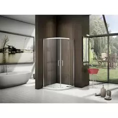 Душевой уголок Makiato R-80-C-WE, 1/4 круга 80x80 см хромированный профиль прозрачное стекло раздвижной Без бренда