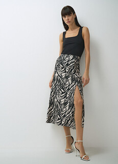 Юбка миди A-силуэта с разрезом, Белый O'stin