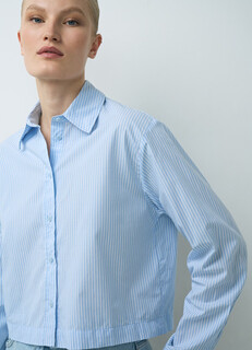 Укороченная хлопковая рубашка, Голубой O'stin