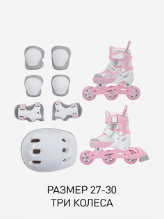 Набор детский: роликовые коньки, шлем, комплект защиты Reaction Sunny, Розовый Re:Action
