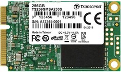Накопитель SSD mSATA Transcend TS256GMSA230S 230S 256GB SATA 6Gb/s 3D TLC 530/400MB/s IOPS 45K/70K MTBF 2M