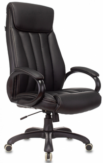 Кресло офисное Бюрократ T-9922N/BLACK-PU руководителя, крестовина пластик, эко.кожа, цвет: черный
