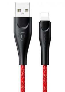Кабель интерфейсный Usams SJ394 УТ000021057 USB/Lightning, 2 м, нейлоновая оплетка, красный (SJ394USB02)