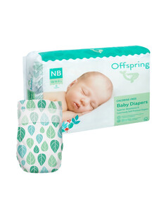 Offspring подгузники, NB 2-4 кг. 56 шт. расцветка Листочки