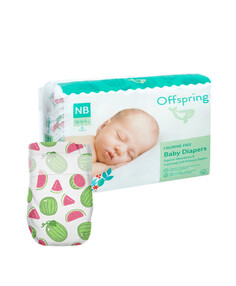 Offspring подгузники, NB 2-4 кг. 56 шт. расцветка Арбузы