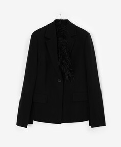 Пиджак со шлицами и страусиными перьями черный GLVR (L)