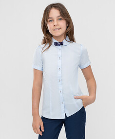 Блузка с коротким рукавом голубая Button Blue