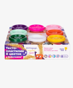 Набор для детской лепки Genio Kids Тесто-пластилин с блестками 8 цветов