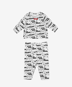 Пижама для малыша из мягкого трикотажа с черно-белым рисунком Gulliver