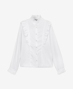 Блузка с плиссированной отделкой белая для девочки Gulliver