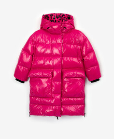 Пальто зимнее с капюшоном розовое Gulliver (110)