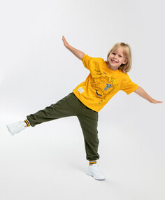 Брюки трикотажные с начесом цвета хаки Button Blue (122)