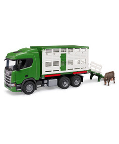 Bruder Грузовик Scania для перевозки животных с коровой