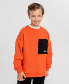 Свитшот с принтом оранжевый для мальчика Button Blue (134)