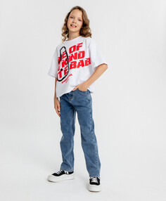 Джинсы straight fit синие для девочки Button Blue