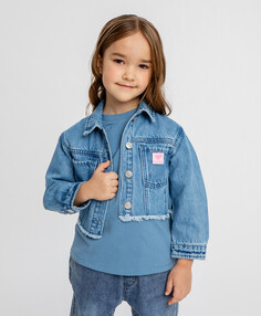 Куртка джинсовая укороченная голубая для девочки Button Blue (104)