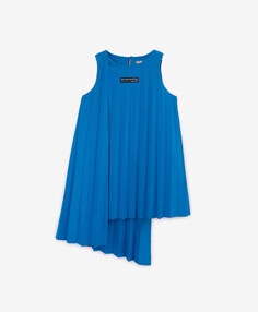 Платье элегантное плиссированноес асимметричным дизайном синее для девочки Gulliver (98)