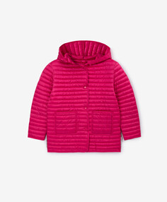 Куртка стеганая с капюшоном розовая для девочек Gulliver (128)