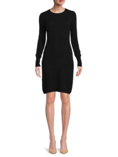 Классическое кашемировое платье-свитер с круглым вырезом Sofia Cashmere, черный