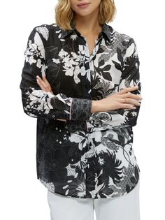 Хлопковая рубашка на пуговицах с цветочным принтом Carrie Robert Graham, черный