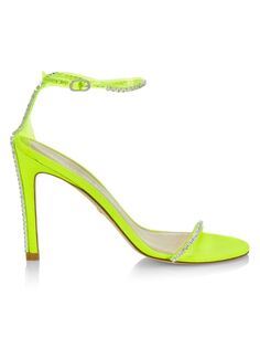 Сандалии Nudistglam, украшенные кристаллами Stuart Weitzman, цвет Neon Yellow