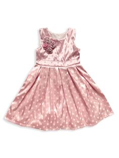 Атласное платье в горошек для маленьких девочек и девочек Joe-Ella, розовый