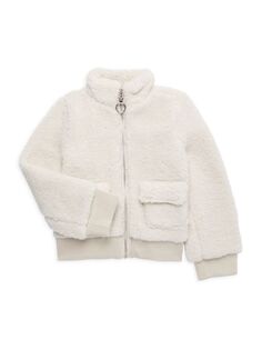 Куртка из искусственной овчины для маленьких девочек и девочек Design History, цвет Winter White
