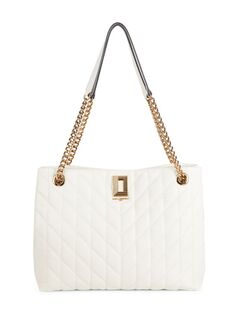 Стеганая кожаная сумка-тоут Lafayette Karl Lagerfeld Paris, цвет Winter White