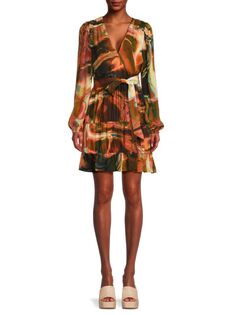 Мини-платье Mila с абстрактным поясом и поясом Marie Oliver, коричневый