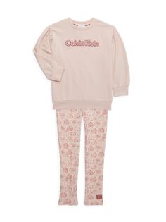 Комплект из двух предметов: свитшот и леггинсы с логотипом для маленькой девочки Calvin Klein, розовый
