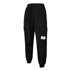 Спортивные штаны (WMNS) Air Jordan Essentials Pocket Woven Label Logo Drawstring Bundle Feet Sports Pants/Trousers/Joggers Black, черный Nike