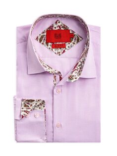 Классическая рубашка узкого кроя с узором «гусиные лапки» Elie Balleh, розовый