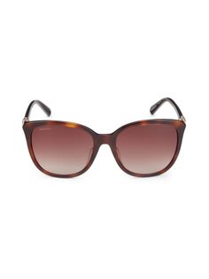 Солнцезащитные очки «кошачий глаз» 56MM Swarovski, цвет Dark Havana