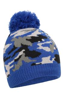 Легкая теплая зимняя флисовая шапка с камуфляжным принтом-бини Mountain Warehouse, синий