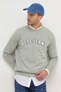 Толстовка из хлопка с вороновым узором Pepe Jeans, зеленый