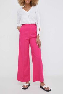 Льняные брюки Answear Lab, розовый