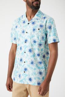 Рубашка с воротником Revere с принтом пальмовых звезд Debenhams, синий
