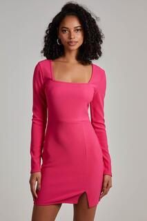 Платье Bondage с квадратным вырезом и длинными рукавами Pink Vanilla, розовый