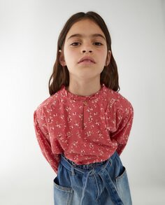 Блузка для девочки в романтическом стиле с длинными рукавами Kids El Corte Inglés, фуксия