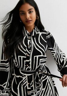 Платье-рубашка Abstract Stripe Belted Mini New Look, цвет black pattern