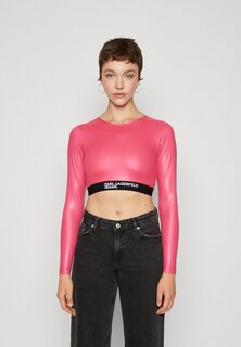 Футболка с длинными рукавами Cropped Bodycon Karl Lagerfeld, цвет cabaret