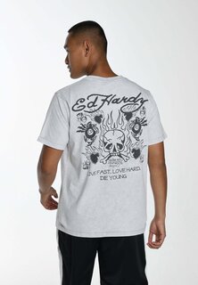 Футболка с принтом Mono-Flash-Logo Ed Hardy, цвет grey Ed Hardy