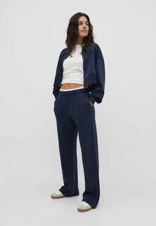 Спортивные брюки Wide-Leg With Waistband Detail Stradivarius, цвет dark blue