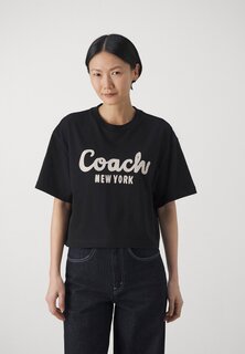 Футболка с принтом Cursive Coach Cropped Coach, черный