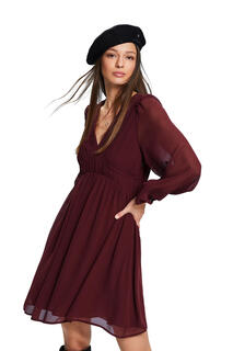 Короткое драпированное платье из вискозы Esprit, темно-красный