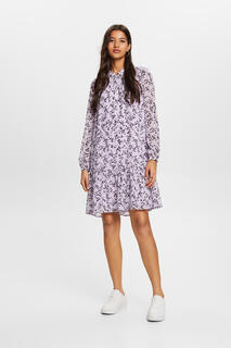 Короткое экологически чистое платье с цветочным принтом Esprit, фиолетовый