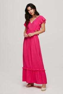 Длинное платье с открытой спиной Vila, розовый