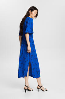 Платье миди из вискозы с цветочным принтом Esprit, синий